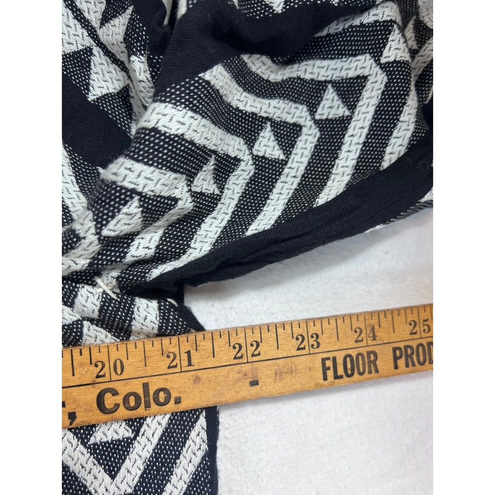 Maeve Anthropologie Geometric Tribal Mini Dress Black White Tassel Boho Medium - Picture 8 of 9